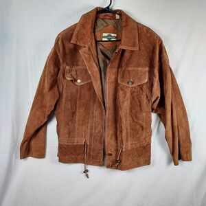 OutBrook Ladies Suede Jacket Medium Brown Zip Bomber-Style Coat